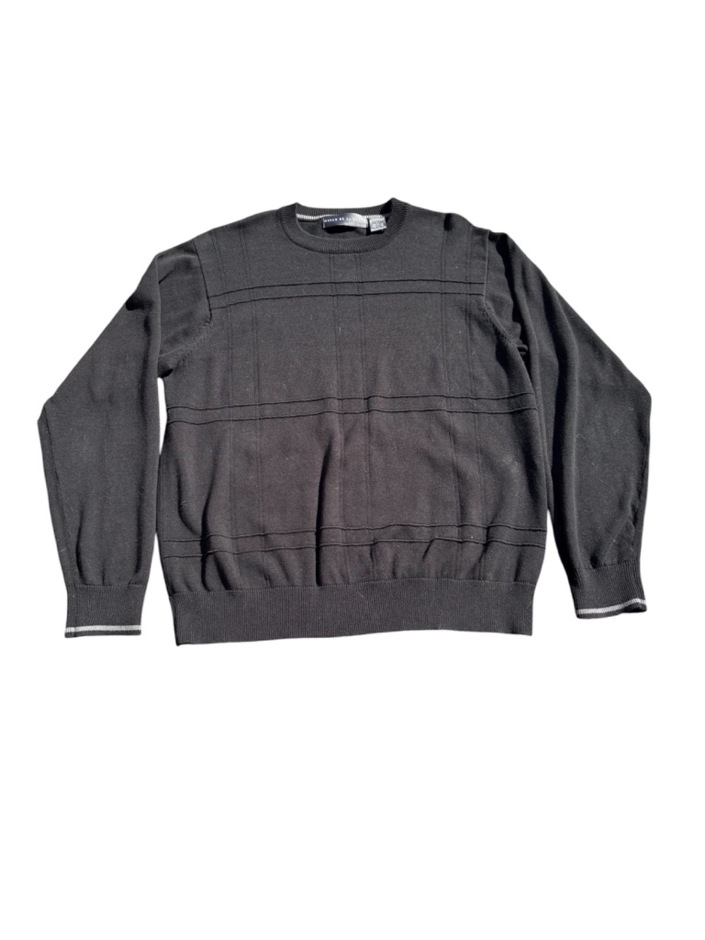 Oscar De La Renta Men’s Large Black Knit Long Sleeve Pullover Sweater Top